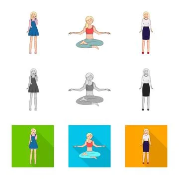 Vector illustration of posture and mood logo. Collection of posture and female イラスト素材