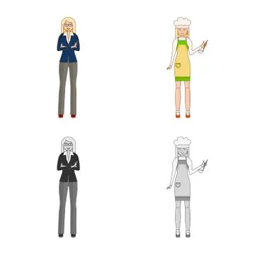 Vector illustration of posture and mood logo. Set of posture and female stock イラスト素材