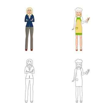 Vector illustration of posture and mood sign. Set of posture and female stock Stockillustratie