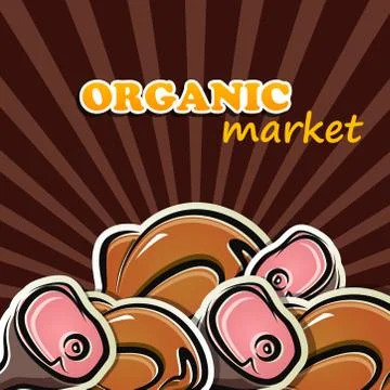 Vector illustration of poultry and meat. organic food concept Stock Illustration