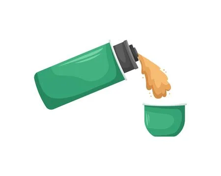 Vector illustration of pouring tea from a thermos into a mug lid. Illustrazione stock