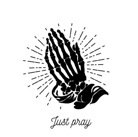 Vector illustration - Praying skeleton hands Illustrazione stock