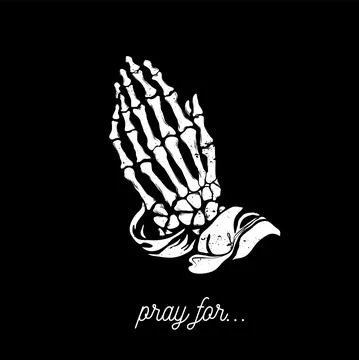 Vector illustration - Praying skeleton hands Illustrazione stock