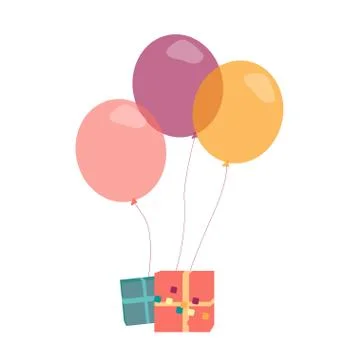 Vector illustration with presents and helium balloons Illustrazione stock