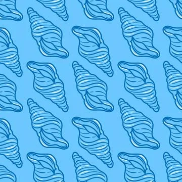 Vector illustration presents a symmetrical pattern of outlined seashells. T.. Stock Illustration