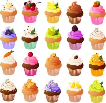 Vector illustration of pretty cup cakes Stock Illustration