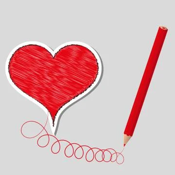 Vector illustration primed heart and pencil Stock Illustration