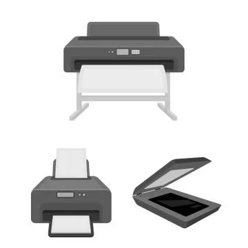 Vector illustration of printer and plotter symbol. Collection of printer and Illustrazione stock