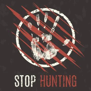 Vector illustration. Problems of humanity. Stop hunting. Stock Illustration