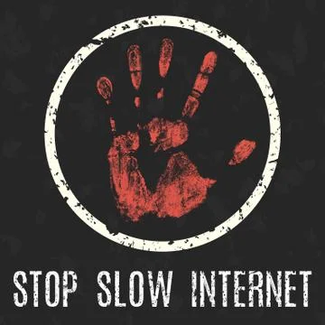 Vector illustration. Problems of humanity. Stop slow internet sign. 스톡 일러스트