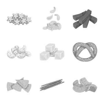 Vector illustration of product and menu icon. Collection of product and bar Stock Illustration