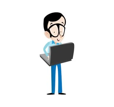 Vector Illustration programmer man character coding. Vector flat cartoon. Illustrazione stock