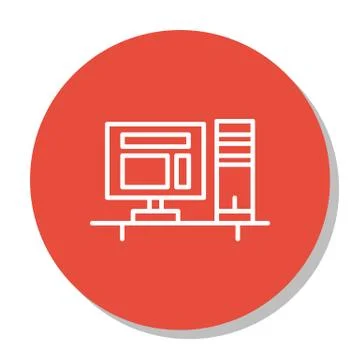 Vector Illustration Of Project Management Icon On Workspace And Pc In Trendy  Stock Illustration