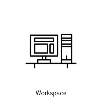 Vector Illustration Of Project Management Icon On Workspace And Pc In Trendy  Stock Illustration