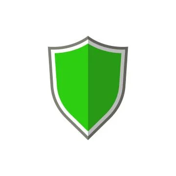 Vector illustration of protection green shield icon. Flat design. Stock Illustration