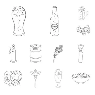 Vector illustration of pub and bar sign. Set of pub and interior vector icon for Stock Illustration