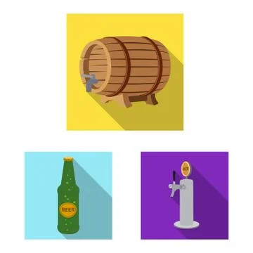 Vector illustration of pub and bar logo. Set of pub and interior stock symbol Stock Illustration