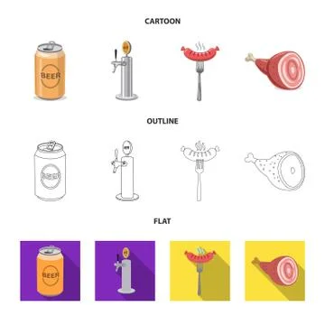 Vector illustration of pub and bar symbol. Set of pub and interior vector icon Illustrazione stock