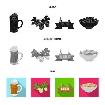 Vector illustration of pub and bar sign. Collection of pub and interior stock Stock Illustration