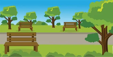 Vector illustration of public park. Ilustración de archivo