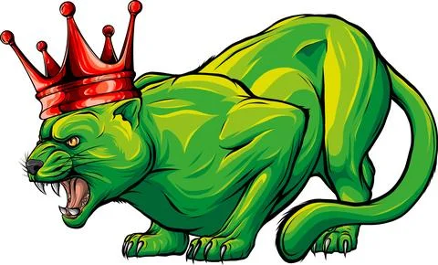 Vector illustration of puma with crown on white background Illustrazione stock