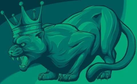 Vector illustration of puma with crown on white background Stock Illustration
