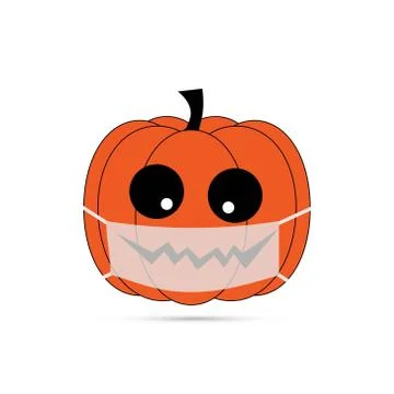 Vector illustration pumpkin wearing face mask Stock Illustration