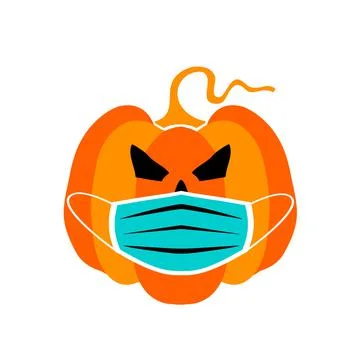 Vector illustration pumpkin wearing face mask for corona virus protection Stock Illustration