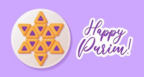 Vector illustration for Purim featuring hamentashen arranged in the shape o.. Stock Illustration