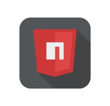 Vector illustration of purpur shield with N letter for packet manager, isolated 스톡 일러스트
