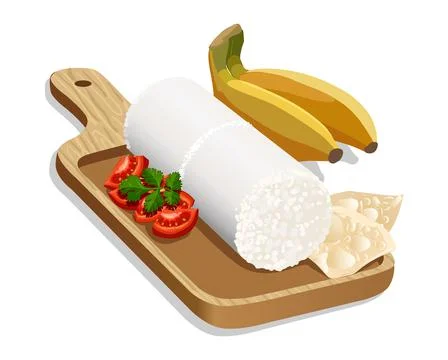 Vector illustration of Puttu on wooden base Stock Illustration