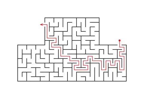 Vector illustration. Puzzle game. Rectangular labyrinth with entrance and exi イラスト素材