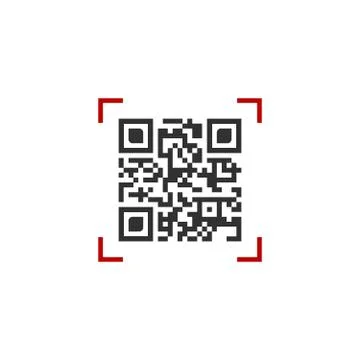 Vector illustration of QR code in red scanning frame. vector illustration Stock Illustration