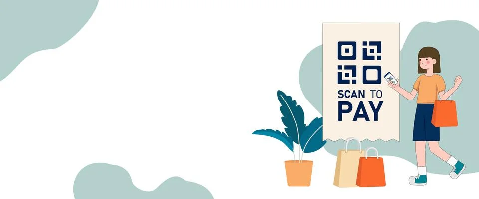 Vector Illustration, QR Code scanning Concept, Showing people scan code using 库存插图