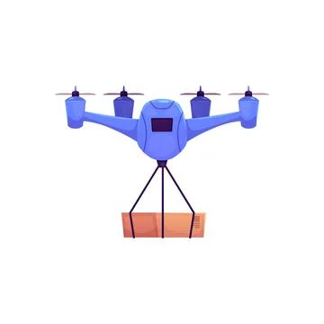 Vector illustration of quadcopter with box. Drone delivery service by air. イラスト素材