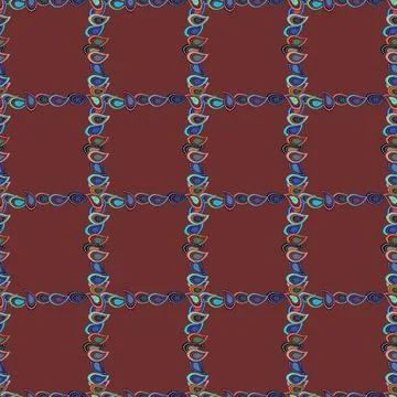 Vector illustration. Quadrate frames doodles. Illustration in blue, orange and b Stock Illustration