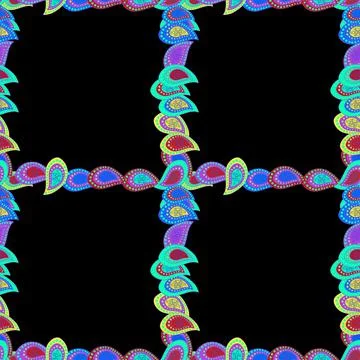 Vector illustration. Quadrate frames doodles. Illustration in black, green and v Illustrazione stock