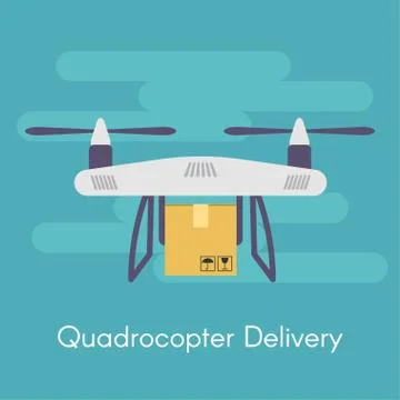 Vector illustration of quadrocopter or drone. Concept for quadrocopter delive Stock Illustration