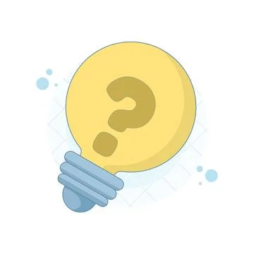 Vector illustration of question mark on light bulb, ideas, inspiration. Stock Illustration