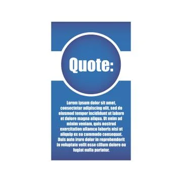 Vector illustration of quote in blue frame with quotation marks and white Stock Illustration