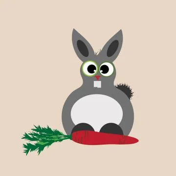 Vector illustration of rabbit with carrot. Stock Illustration