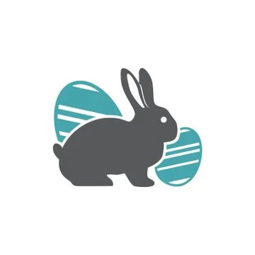 The vector illustration a rabbit sits a splitting off of two Easter eggs. Stockillustratie