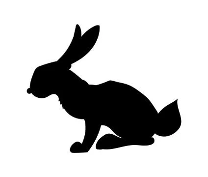 Vector illustration of a rabbit who is sitting, drawing silhouette, vector Stock Illustration