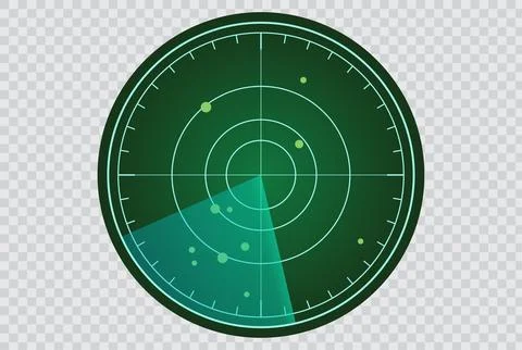 Vector illustration of a radar on a transparent background Illustrazione stock