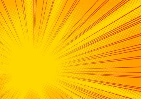 Vector illustration of radial yellow background with rays, manga effect. Stock Illustration