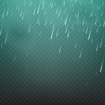 Vector illustration rain isolated on a transparent background. Shower weather, Stock Illustration