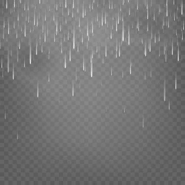 Vector illustration rain isolated on a transparent background. Shower weather, Stock Illustration