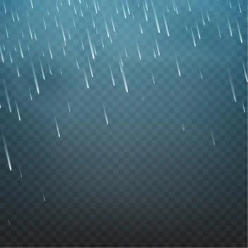 Vector illustration rain isolated on a transparent background. Shower weather, Stock Illustration