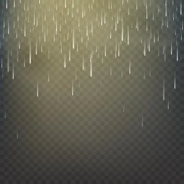 Vector illustration rain isolated on a transparent background. Shower weather, Illustrazione stock