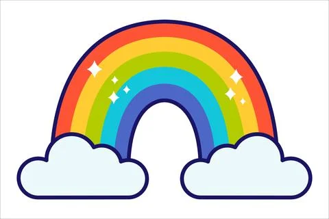Vector illustration of rainbow and clouds Stock Illustration